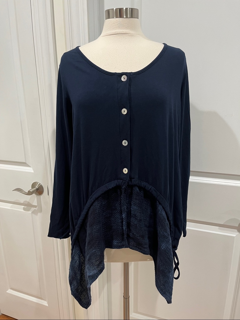 Luukaa Cardigan Linen Blend Navy Blue Size 10 Lagenlook